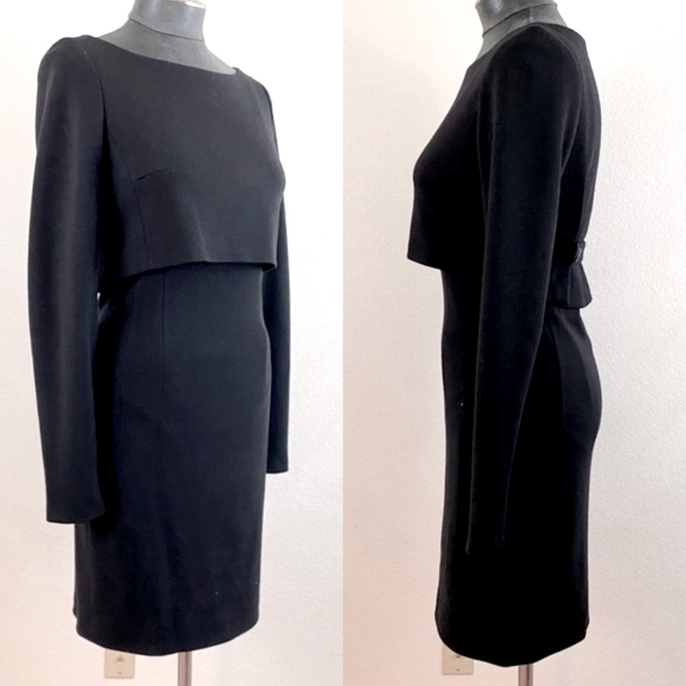 Vintage Escada Wool Cashmere LBD Caplet Dress